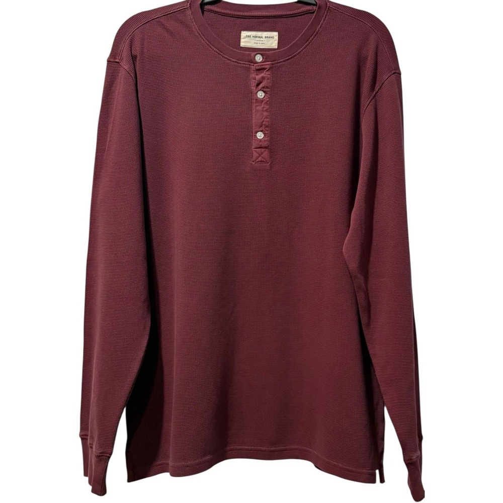 The  Normal‎ Brand Maroon Thick Cotton Thermal Men's Long Sleeve Shirt Medium